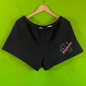 80s/90s VTG Tultex Black California Palm Tree Graphic Sweat Shorts Womens XLarge
